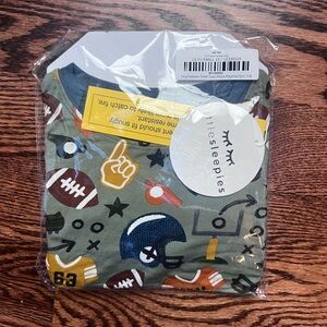 Little Sleepies Olive and Navy Football Graphic Pajama Set